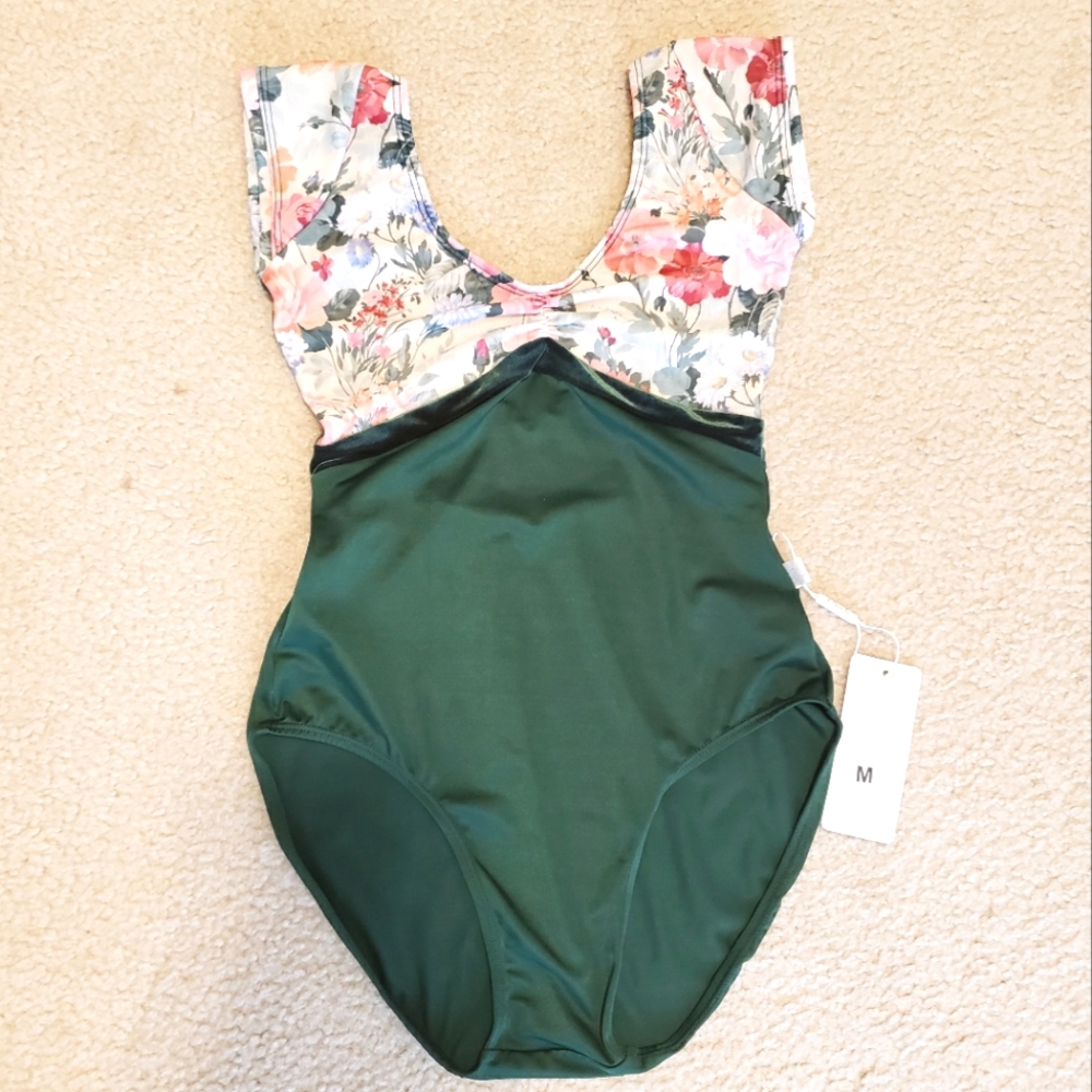 Class-In Leotard, Floral, Green, M, NEW